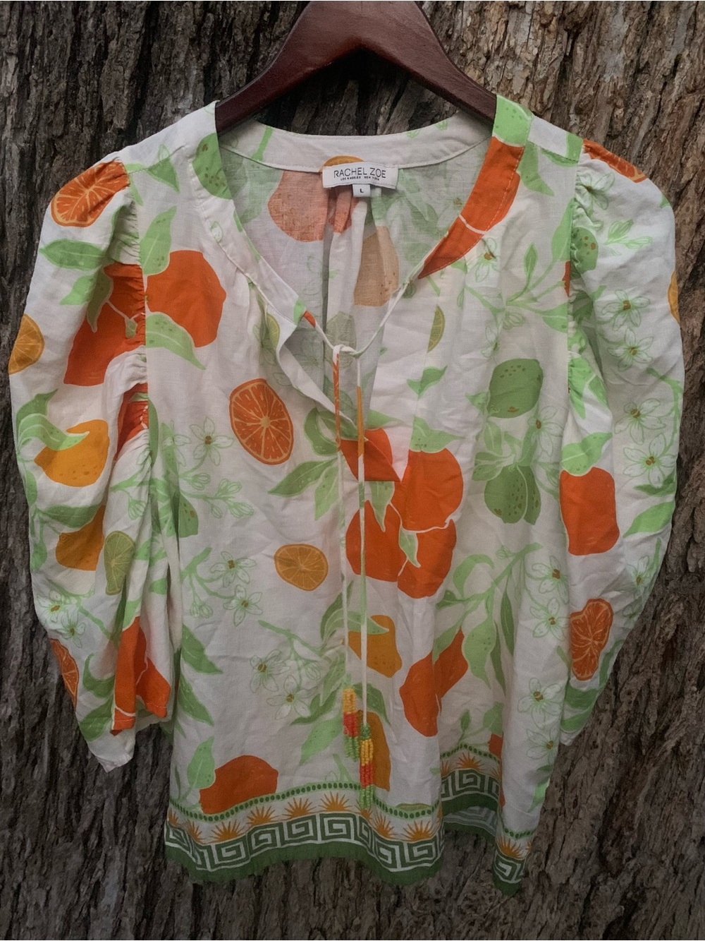 Rachel Zoe White Citrus-Print Tunic with Orange & Green